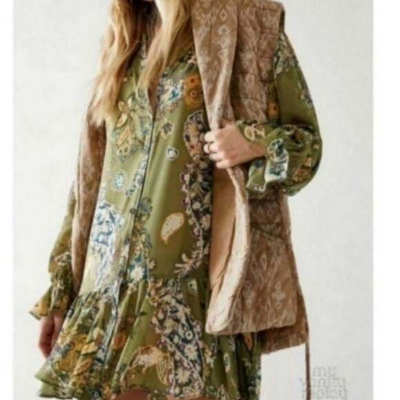 Free People Ibiza Nights Floral Long Sleeve Mini Tunic Dress - Picture 1 of 9